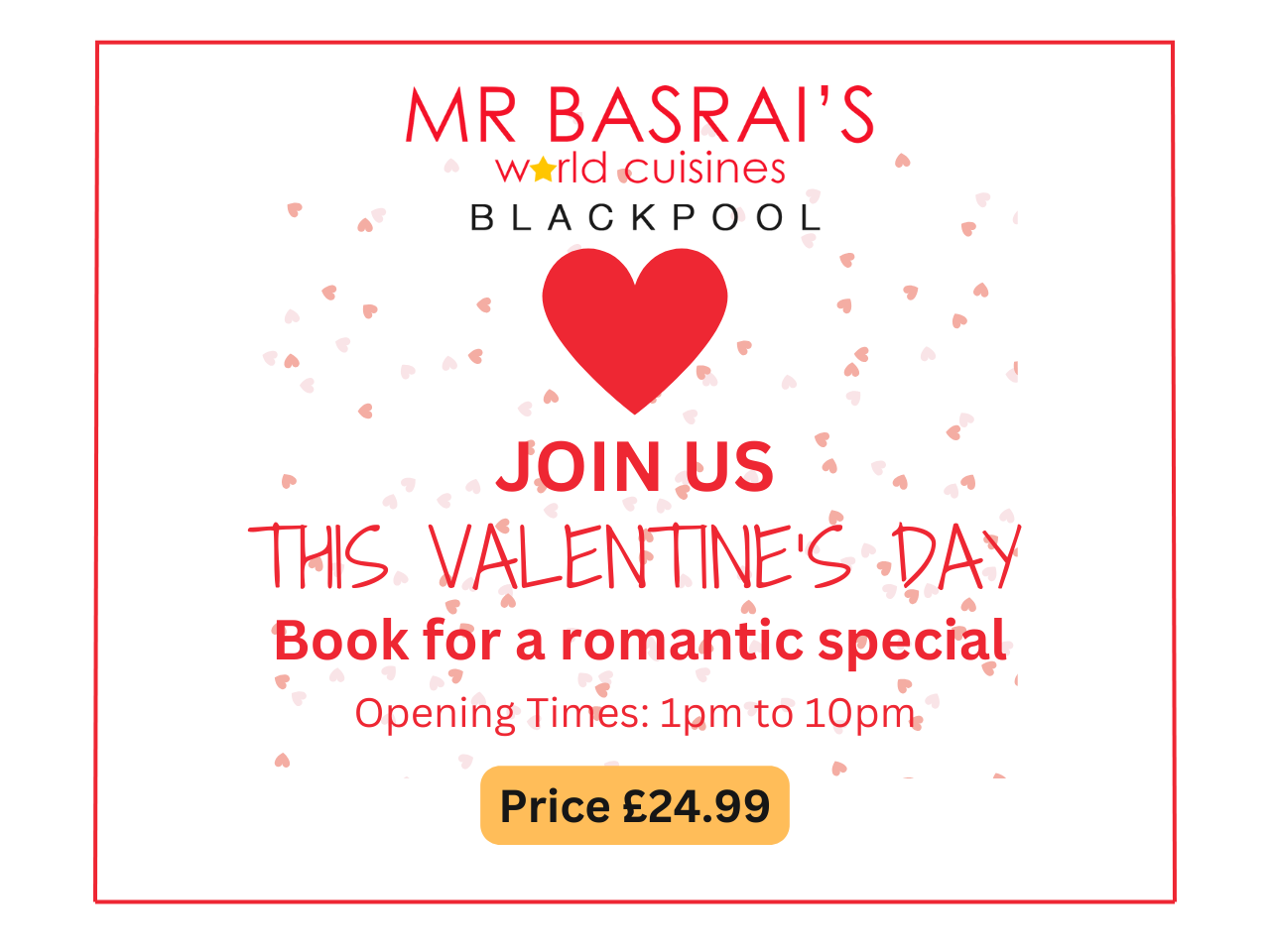 Love on the Menu: Elevate Your Valentine’s Day with Exquisite Dining at Mr.Basrai World Cuisine Blackpool